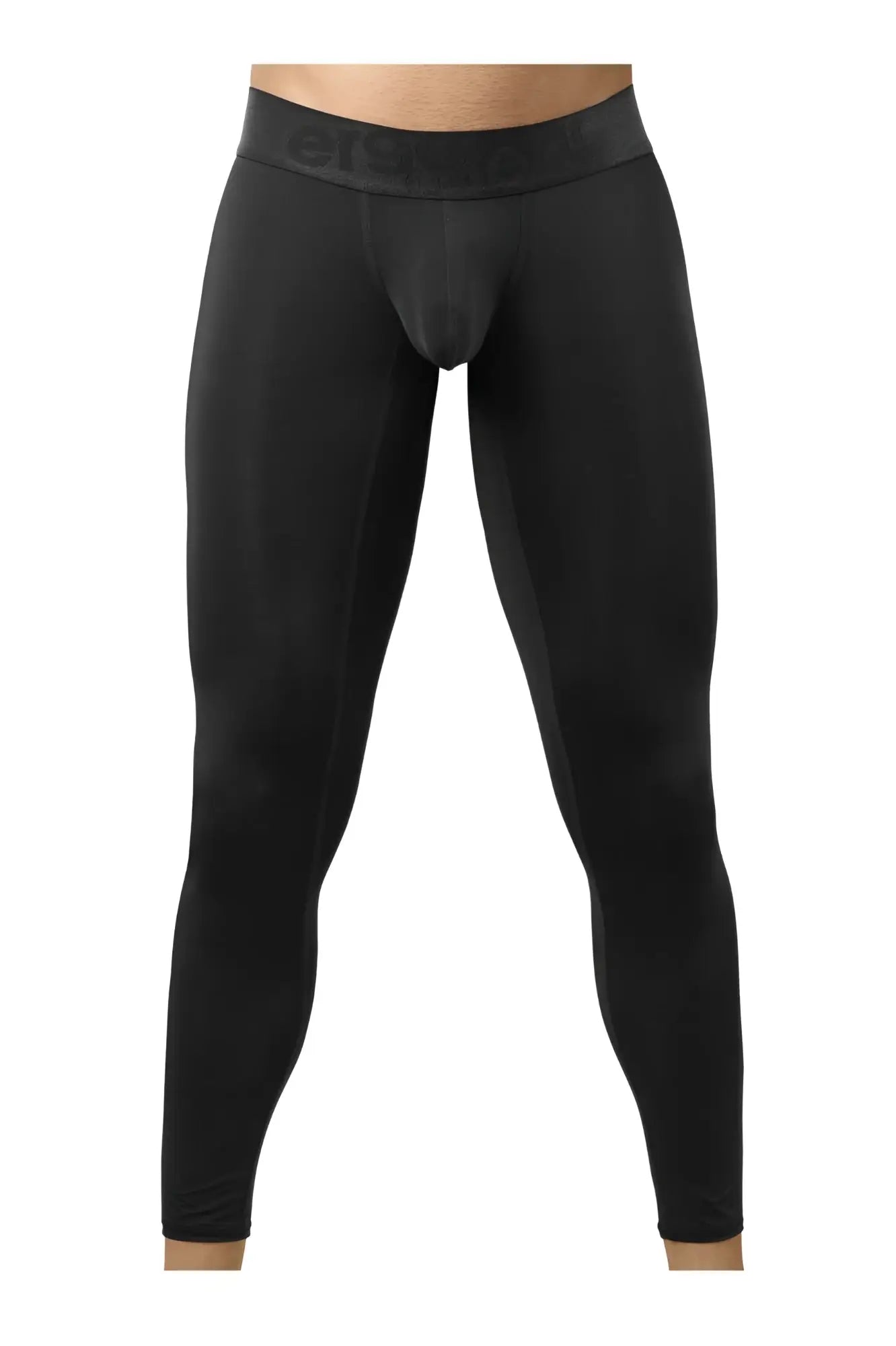 Black ErgoWear ew1784 max bold compression leggings with a subtle logo on the waistband for athletic use