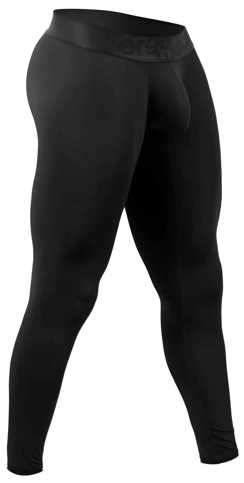 Black ergoWear EW1784 max bold ergonomic compression tights with subtle waistband logo for athletic use