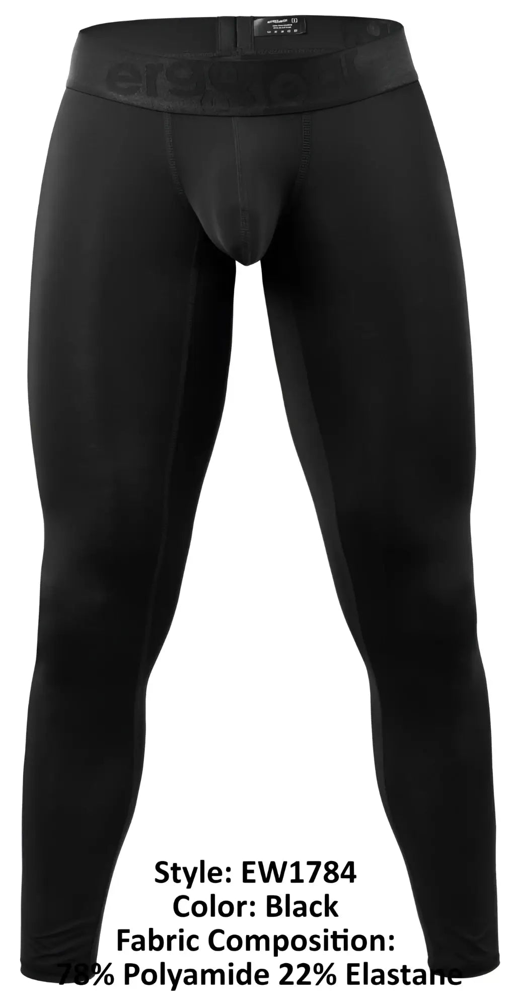 Black ergoWear ew1784 max bold compression tights with snug fit and elastic waistband for athletic use