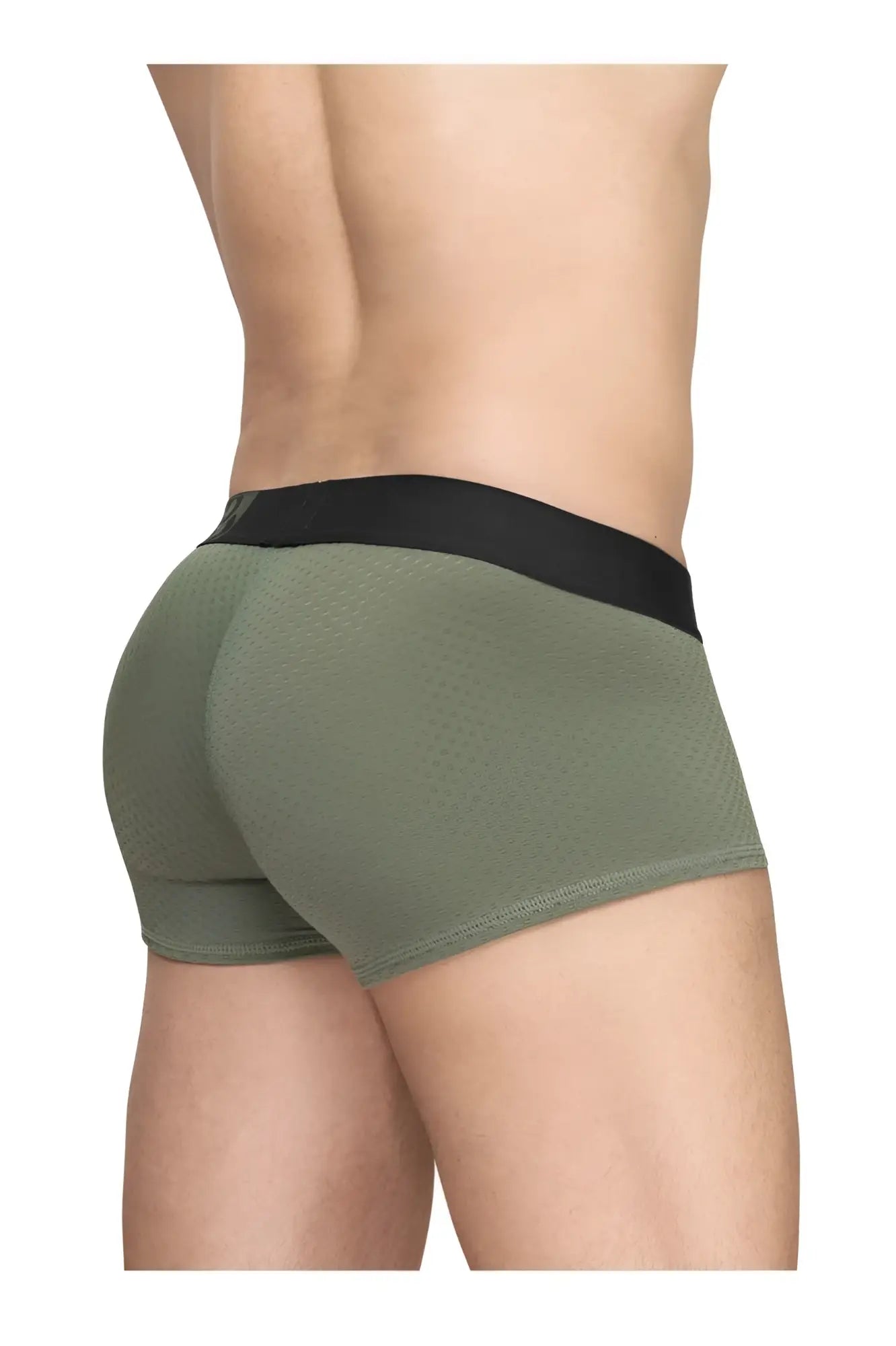 Olive green textured ergo wear ew1787 max flow trunks with black elastic waistband for comfortable fit