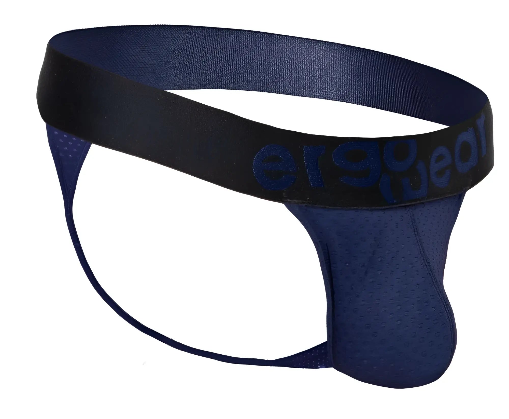 Navy blue ergonomic g-string brief with black waistband and subtle perforated texture by Ergowear ew1789 max flow