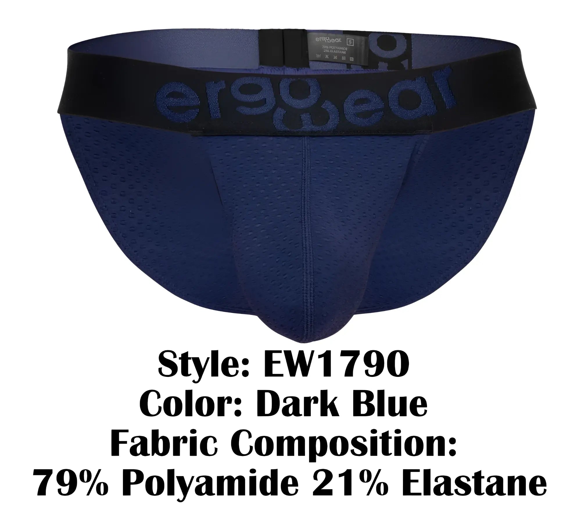 Dark blue ergo wear EW1790 MAX FLOW bikini briefs with perforated mesh design and black logo waistband