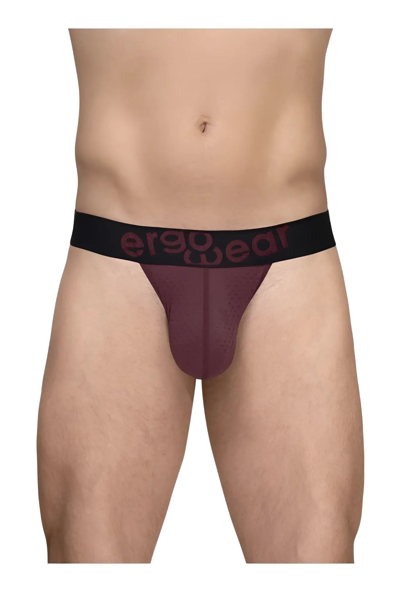 ErgoWear ew1793 max flow g-string in burgundy maroon with ergonomic fit and black waistband featuring ergo wear logo