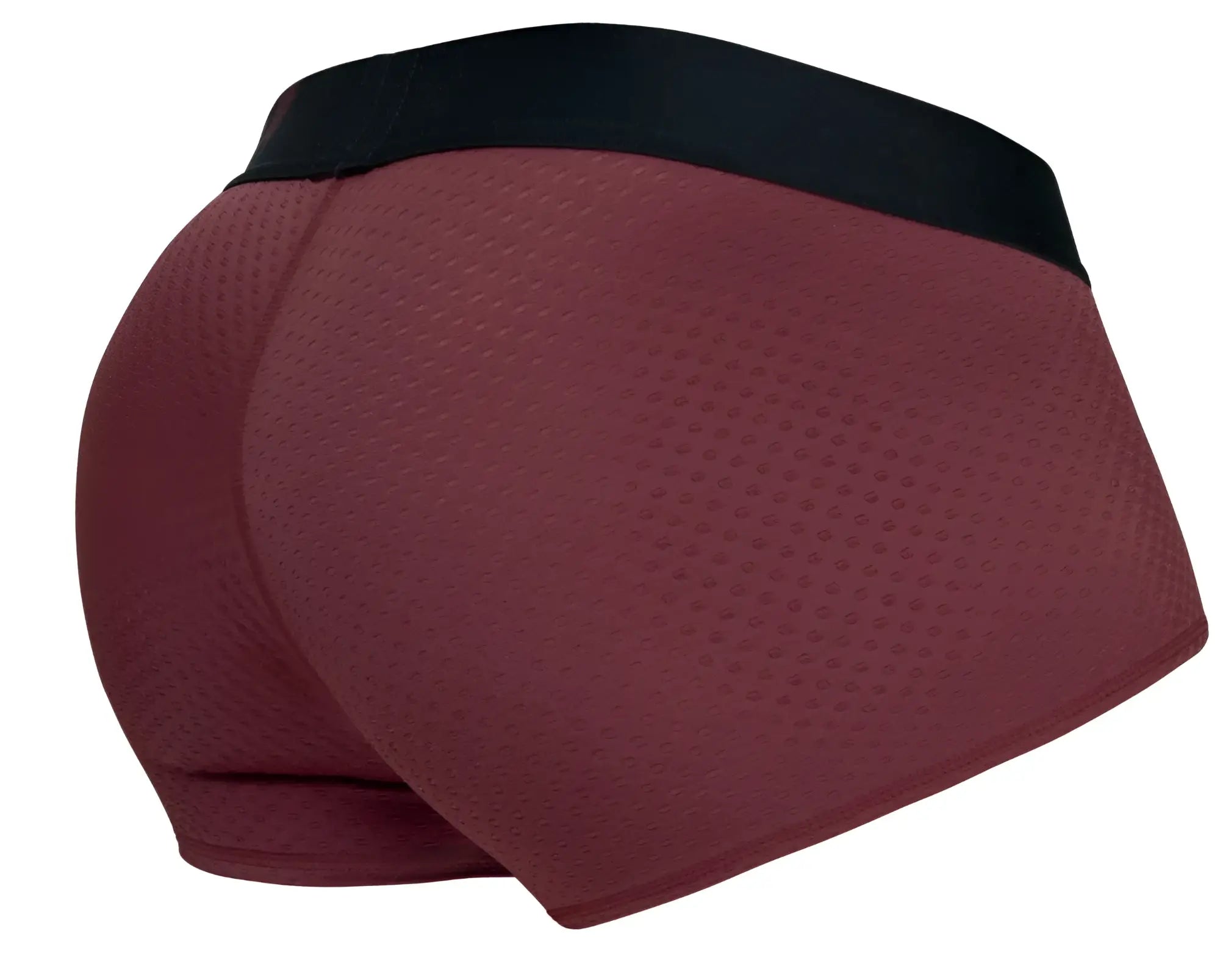 ErgoWear ew1795 max flow maroon trunks with black waistband and breathable textured mesh fabric for athletic use