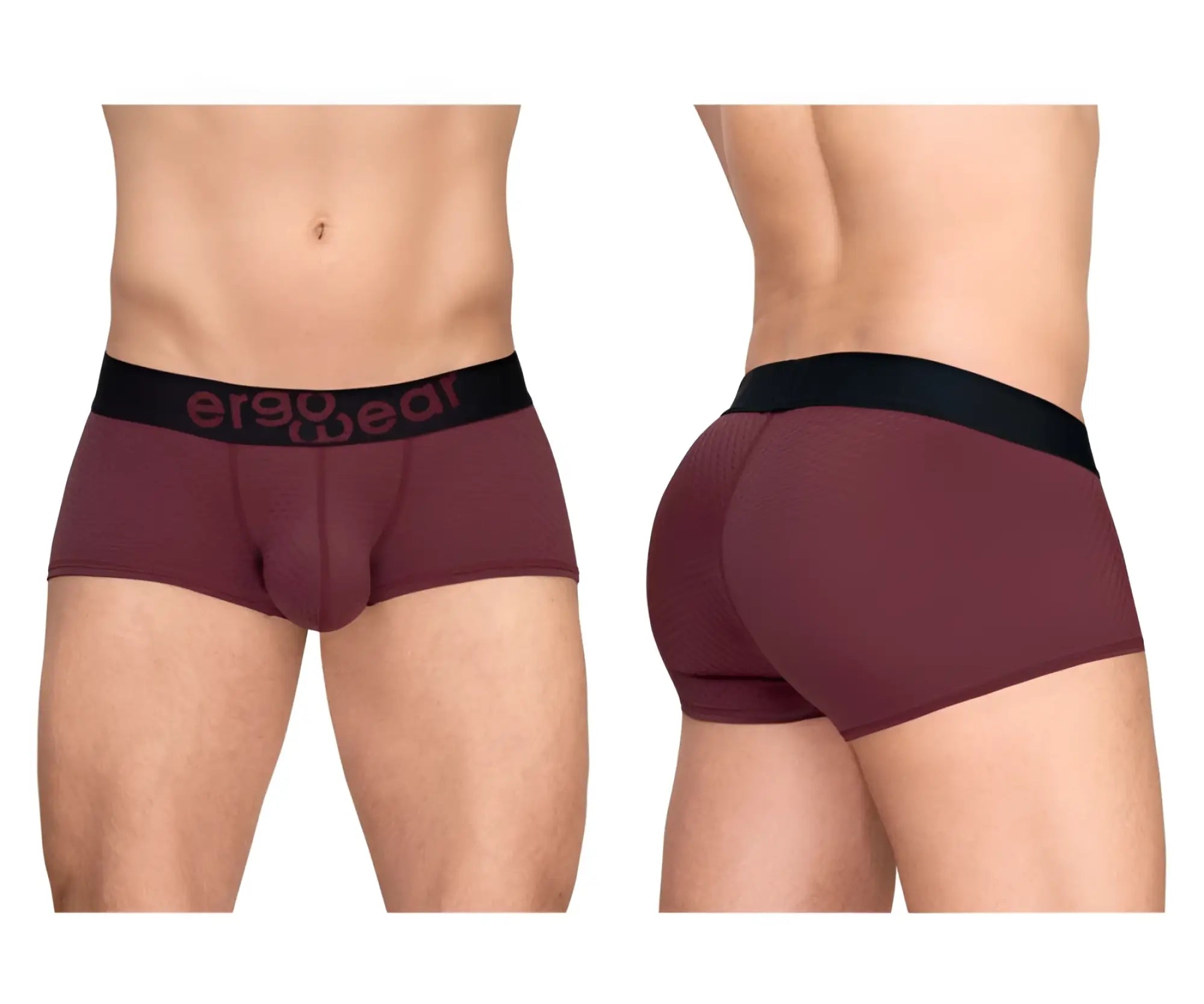 Ergowear ew1795 max flow burgundy ergonomic briefs with black waistband and ergo wear branding
