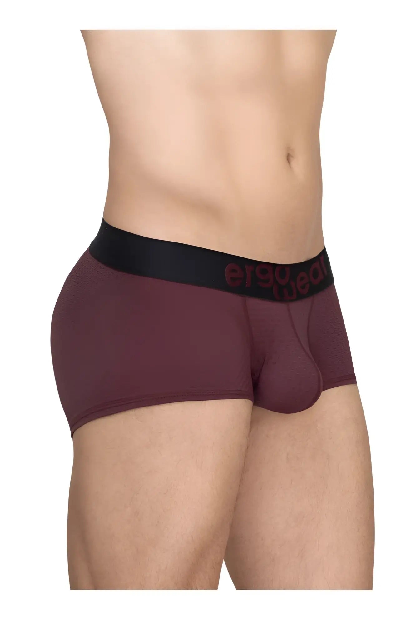 Maroon Ergowear EW1795 MAX FLOW trunks with black elastic waistband featuring red brand name lettering