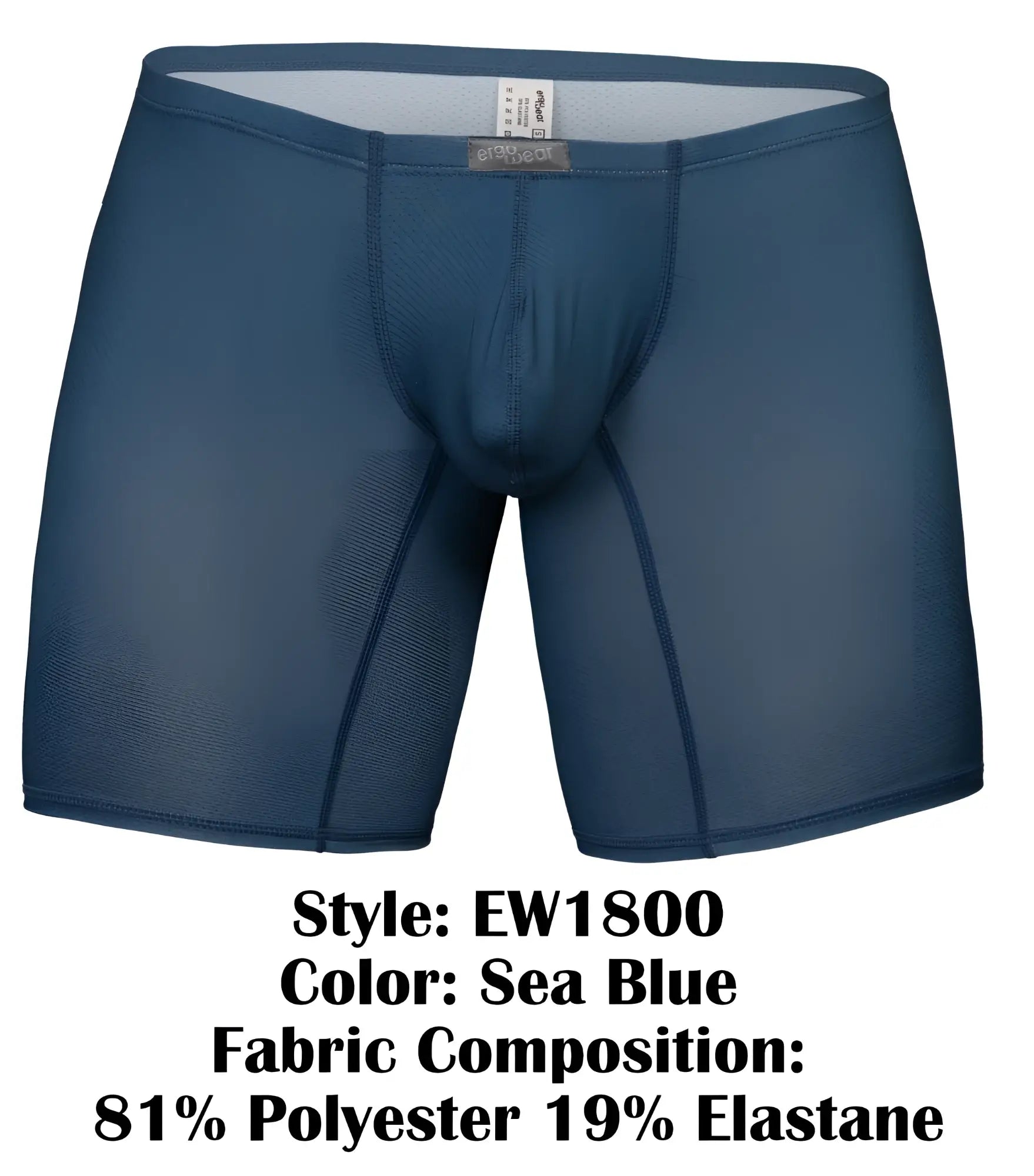 Sea blue ergo wear ew1800 x4d se men’s boxer briefs made from 81 polyester 19 elastane with reinforced seams