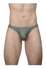 A sleek olive green ergoWear ew1801 x4d se men’s brief with smooth form-fitting fabric and subtle waistband tag