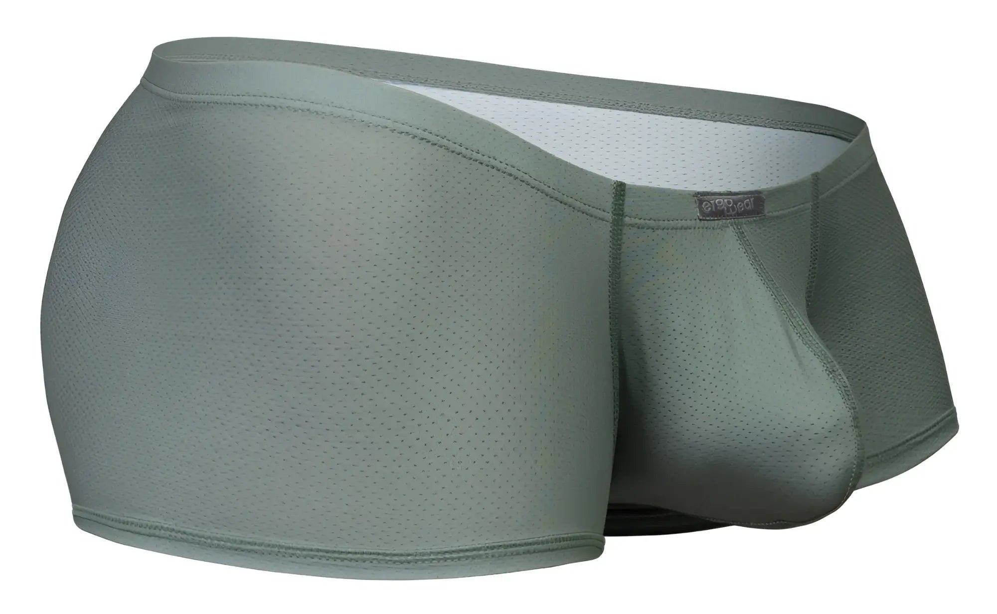 Olive green mesh ErgoWear EW1803 X4D SE briefs with white lining and a small brand tag on the waistband