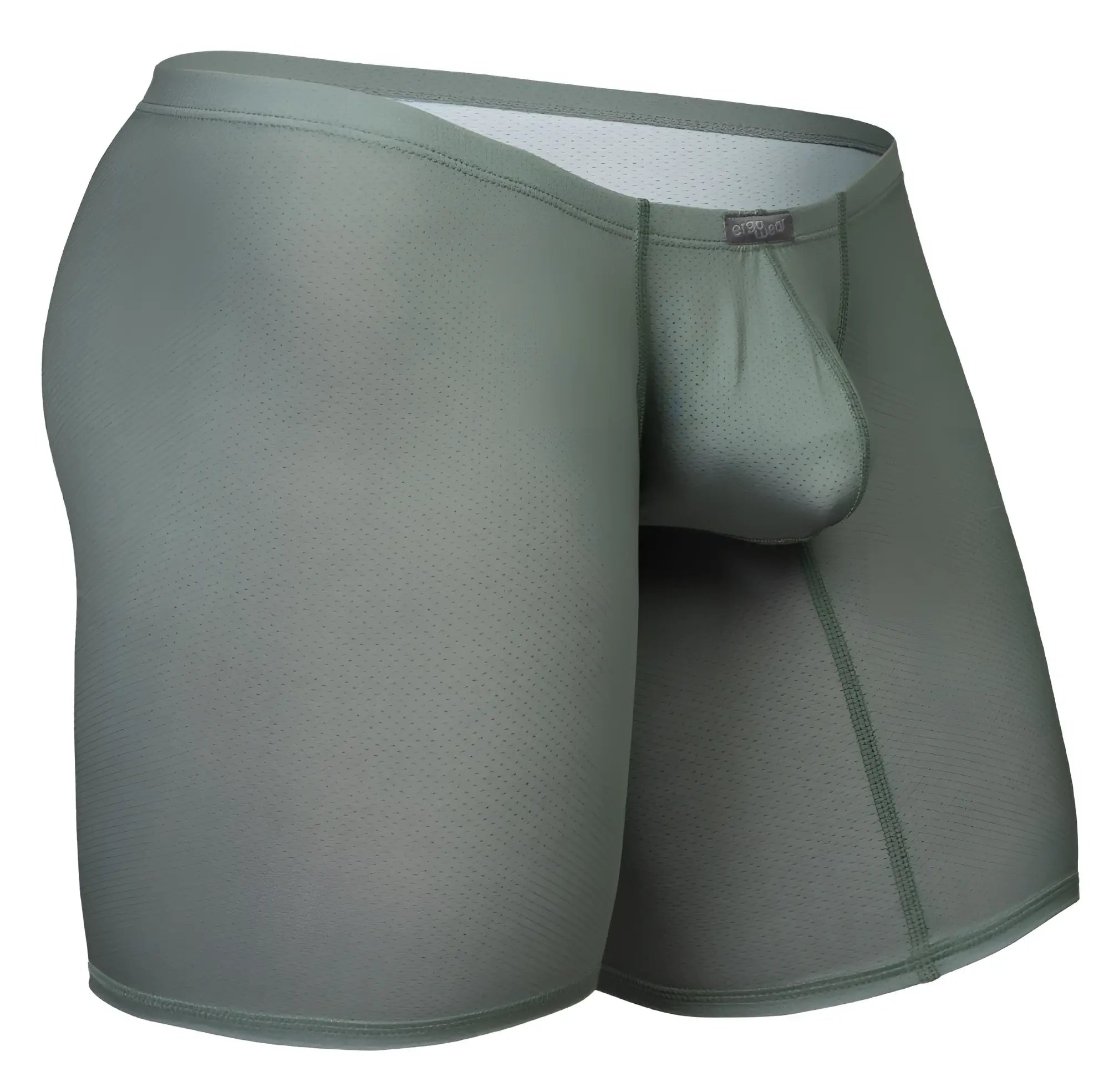 Olive green ergo wear ew1804 x4d se men’s boxer briefs with mesh panel and elastic waistband front view