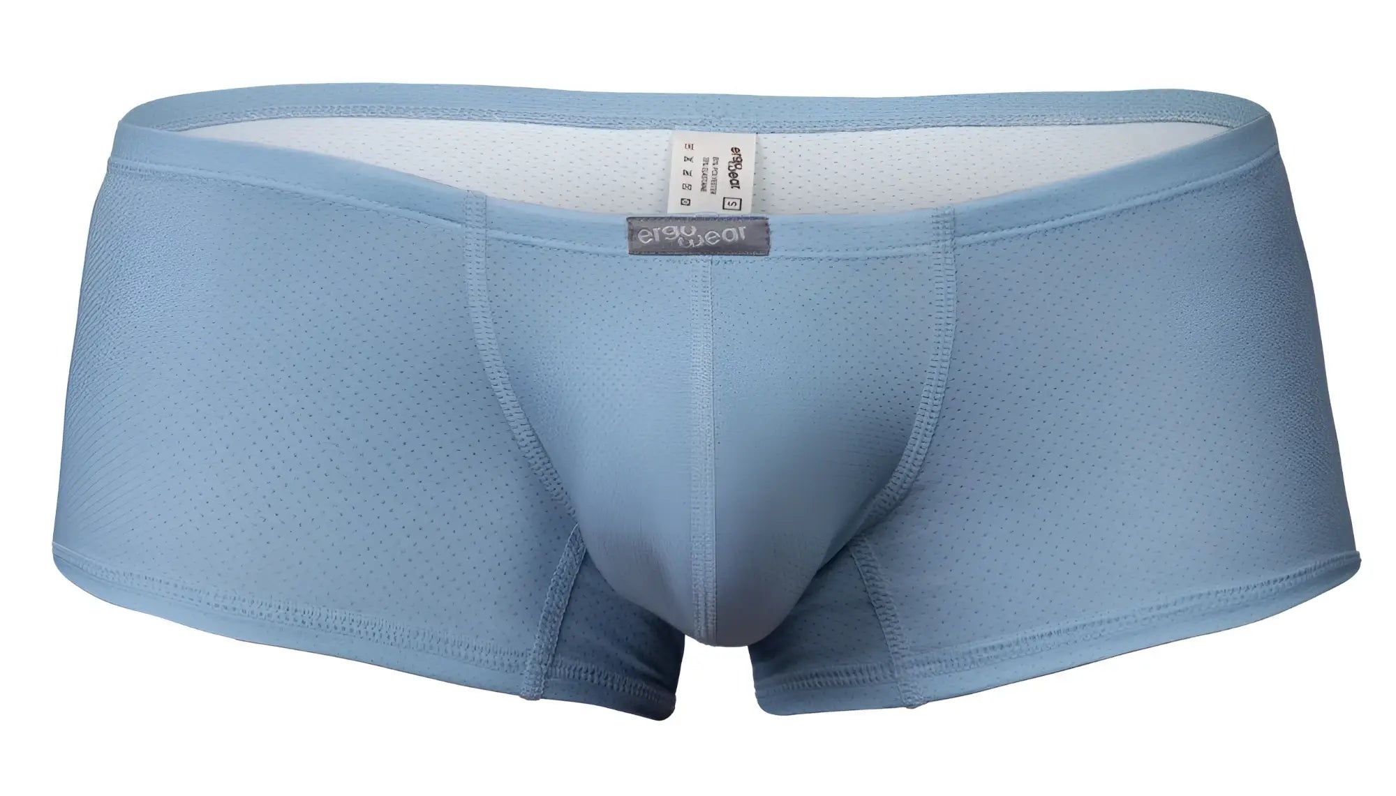Light blue ergo wear ew1807 x4d se trunks with breathable mesh texture and branded waistband tag in stone blue