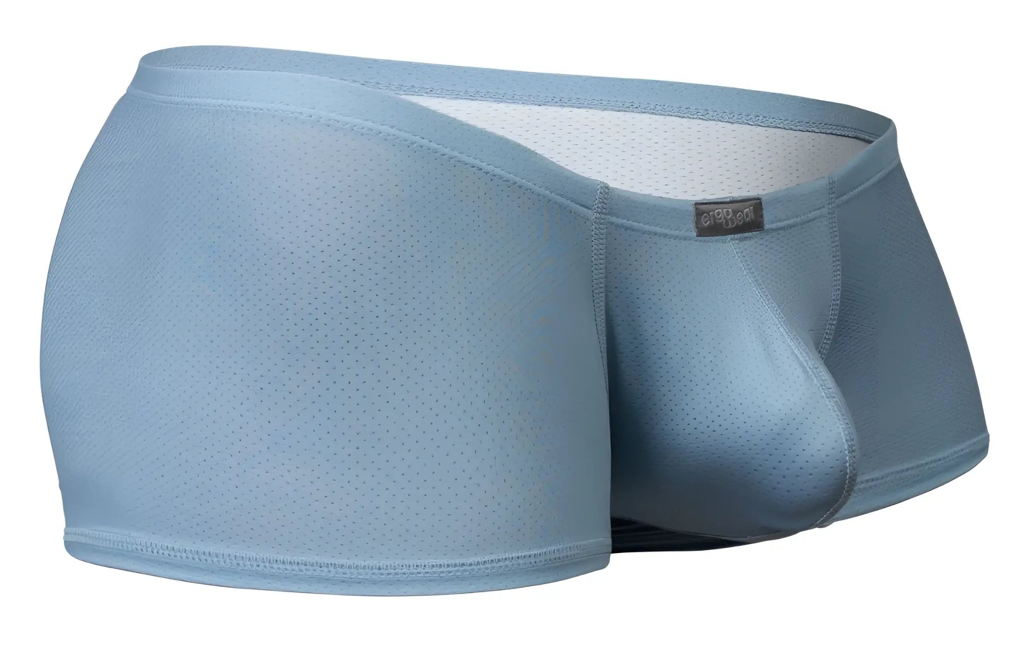 Ergowear ew1807 x4d se trunks stone blue light blue mesh briefs with subtle textured pattern and black brand tag on waistband
