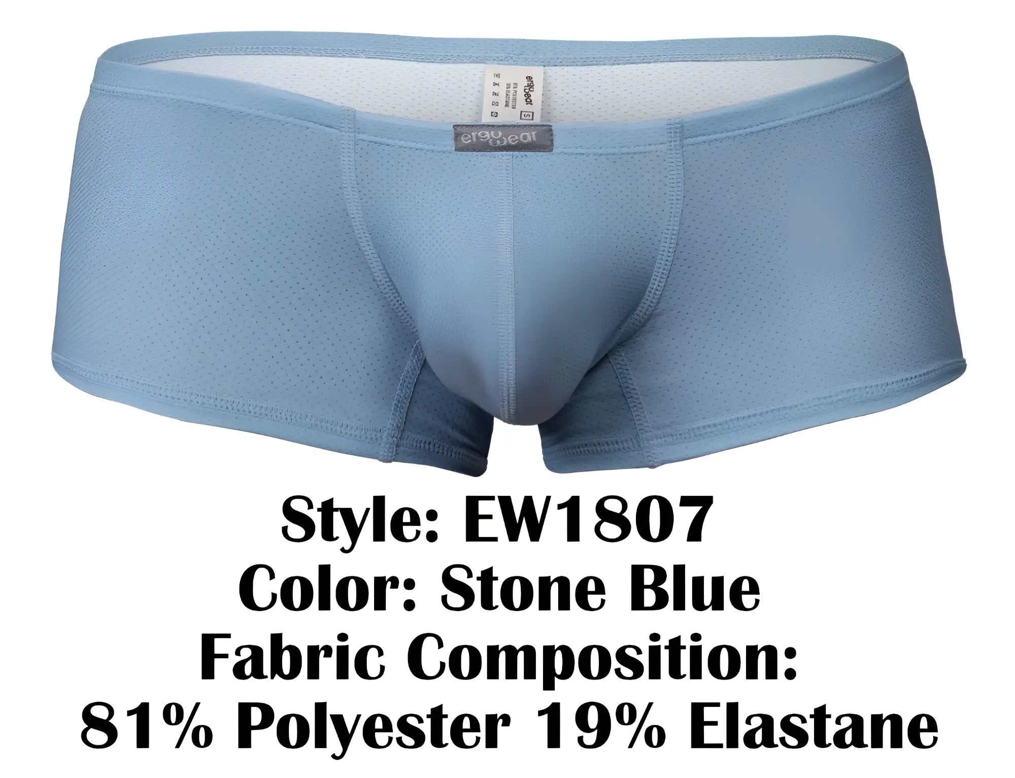 Ergo wear ew1807 x4d se trunks in stone blue breathable mesh briefs made of 81 polyester and 19 elastane
