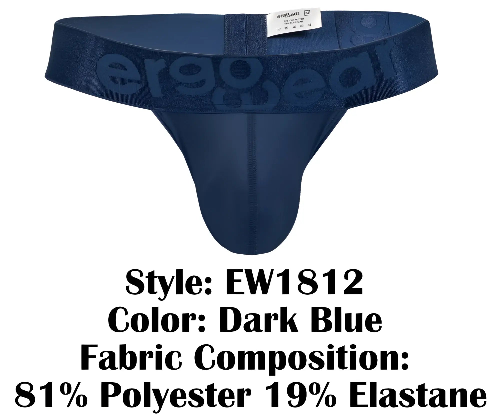 Dark blue ergoWear ew1812 max bold se g-string thong with ergonomic stretchy seamless design and subtle waistband logo