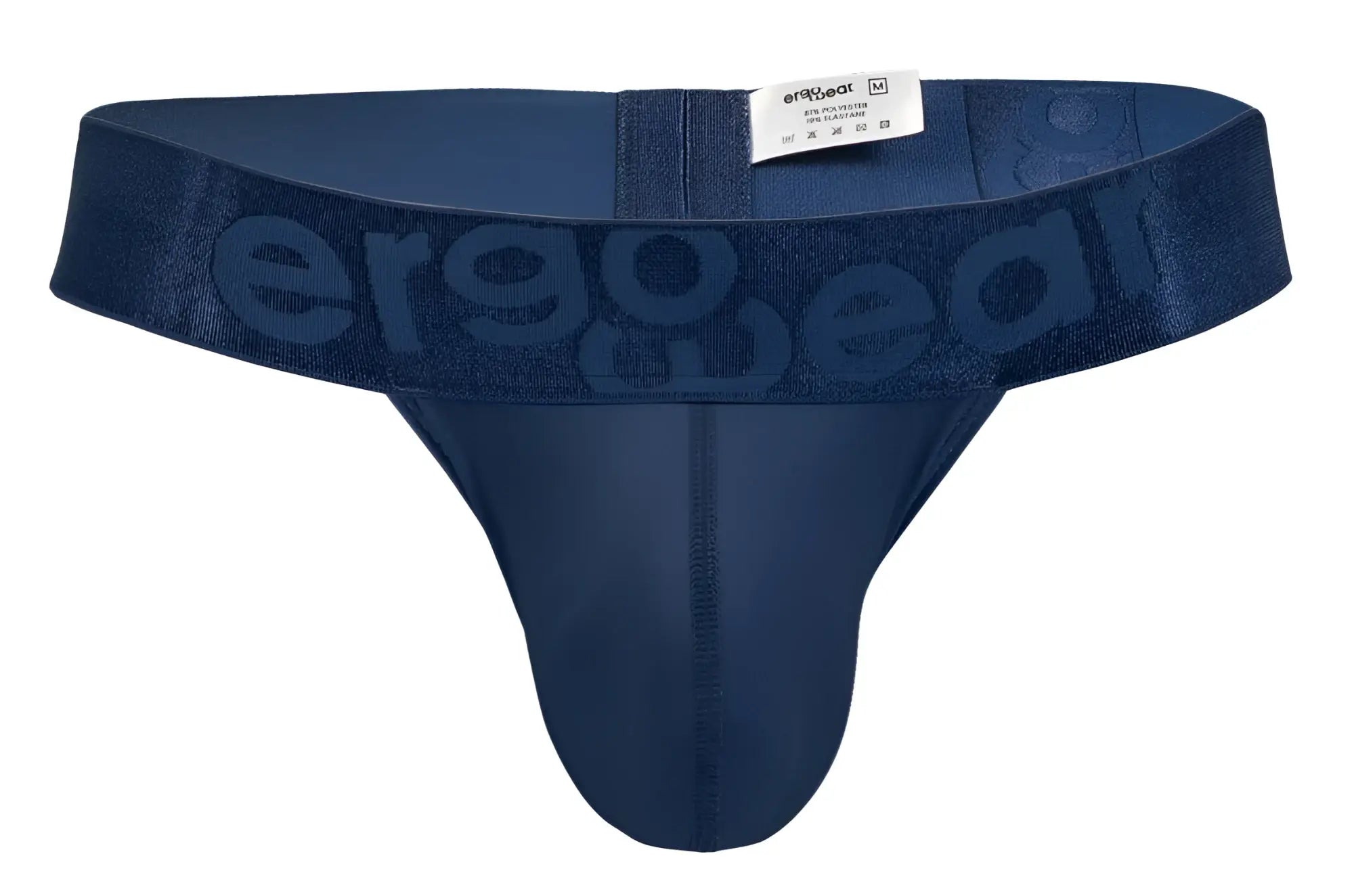 Navy blue ergonomic briefs with embossed brand logo on waistband ergonomic design for comfortable wear