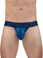 Blue patterned men’s briefs with a dark blue ergo wear waistband in mid blue from the ew1816 max bold se collection