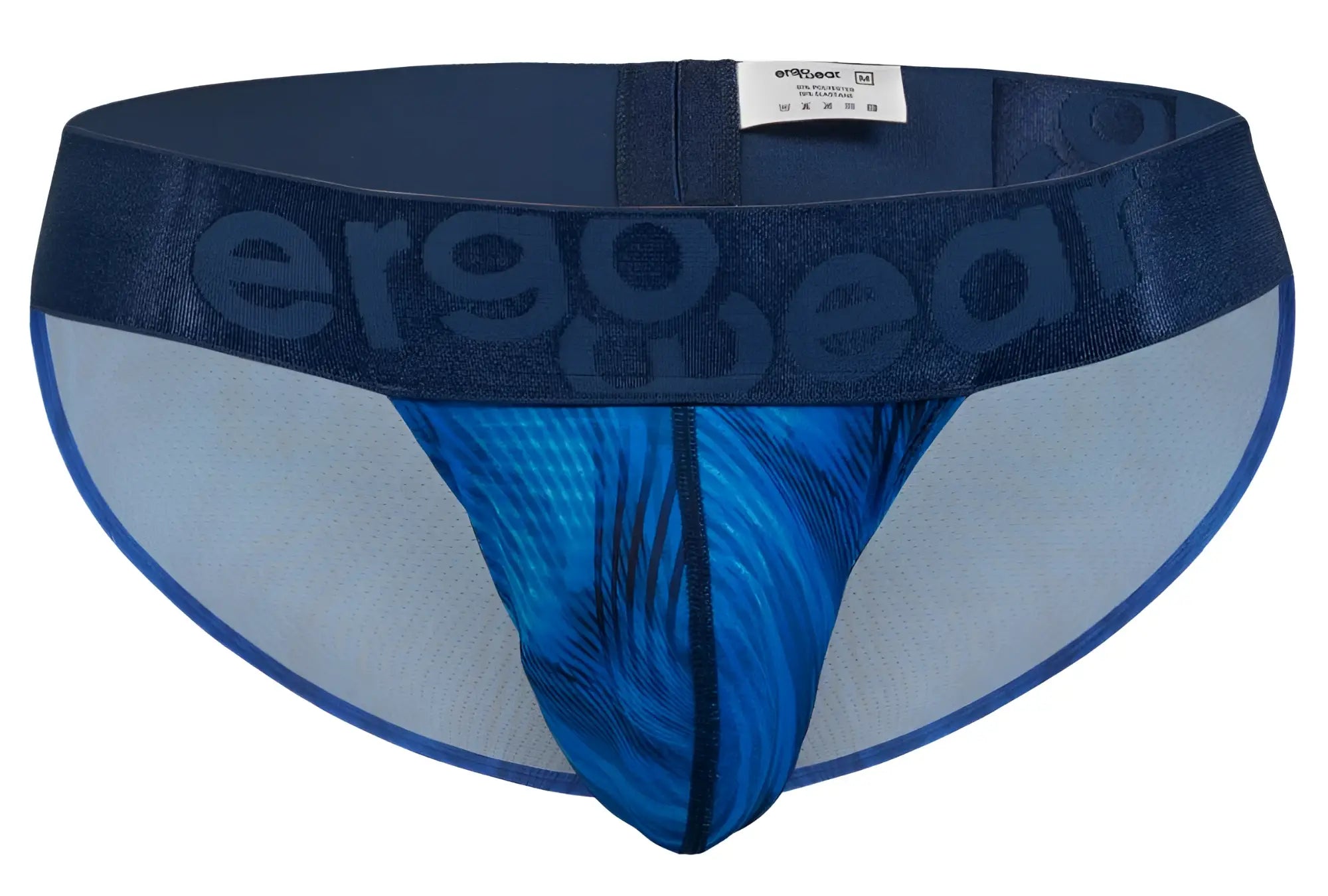 Blue patterned ergowear ew1817 max bold se bikini briefs with dark blue elastic waistband for comfortable wear