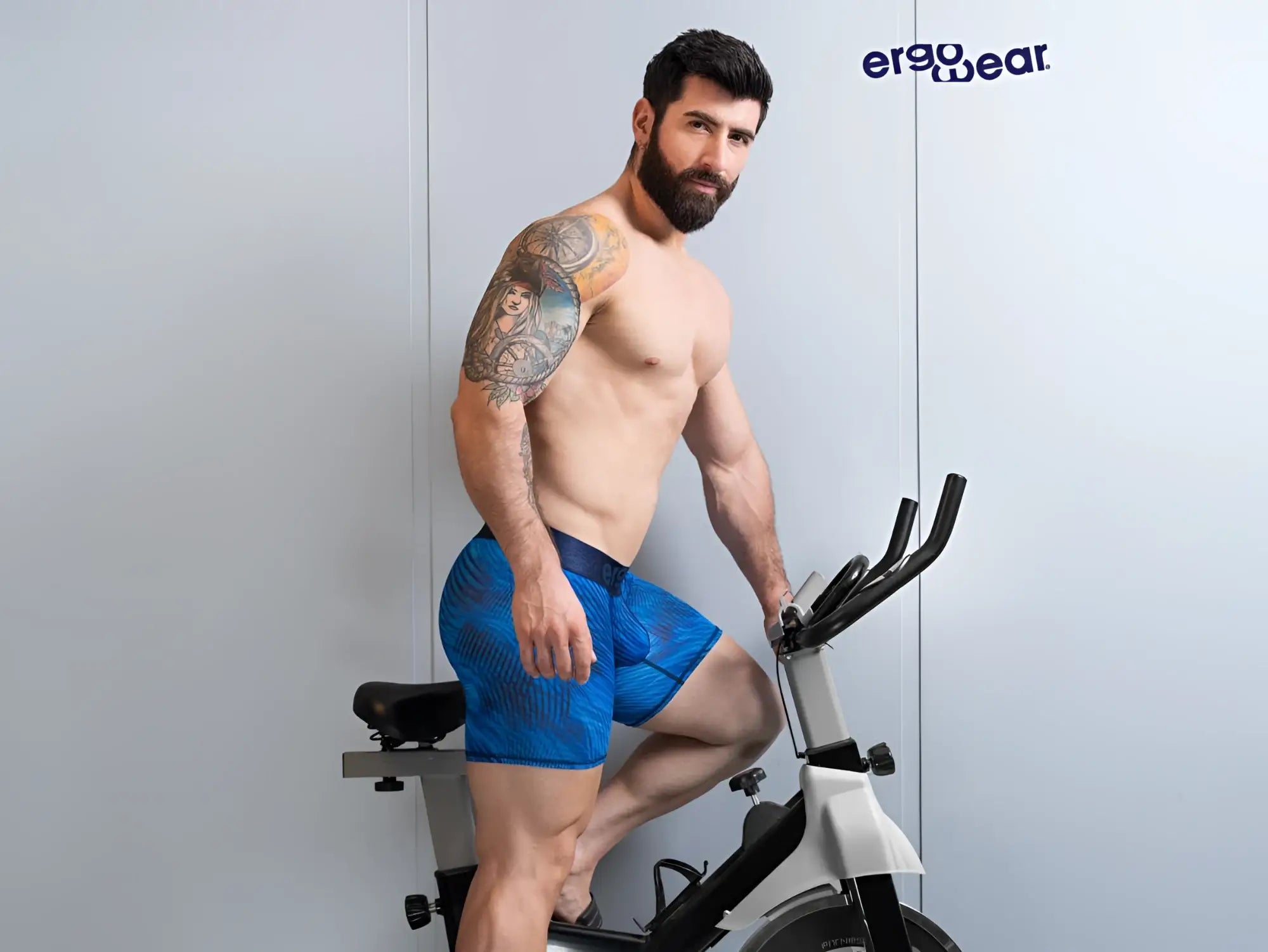 Ergo wear ew1819 max bold se boxer briefs in mid blue featuring a bold blue patterned design for athletic use