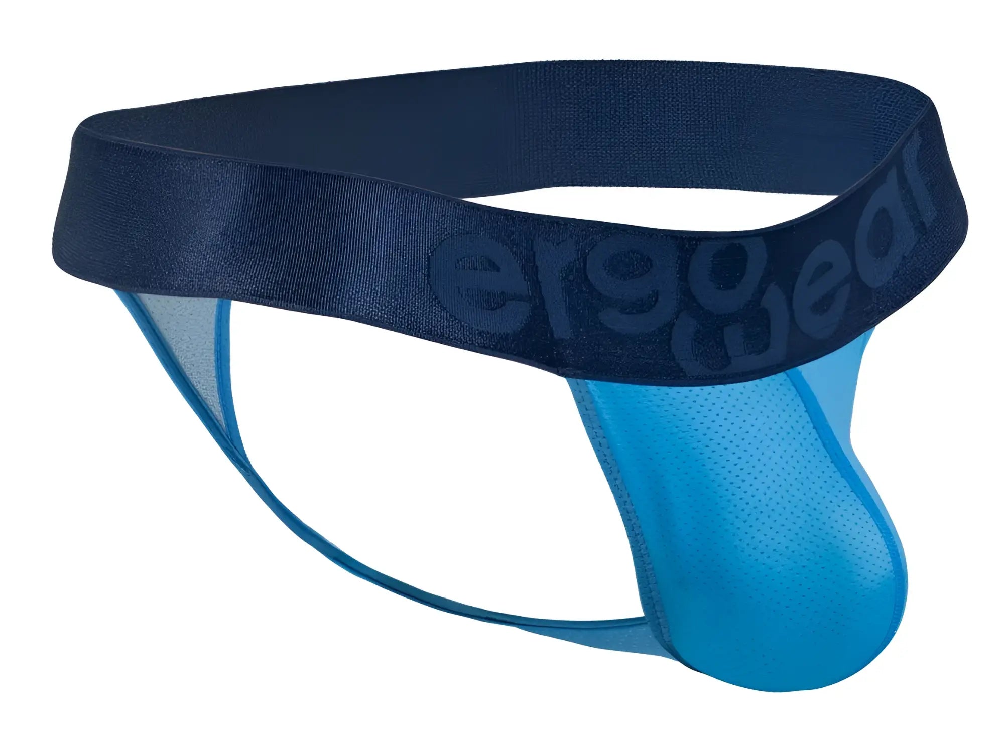 Navy blue and bright blue mesh athletic brief with ergo gear waistband from ergowear ew1820 max bold se g-string color river blue