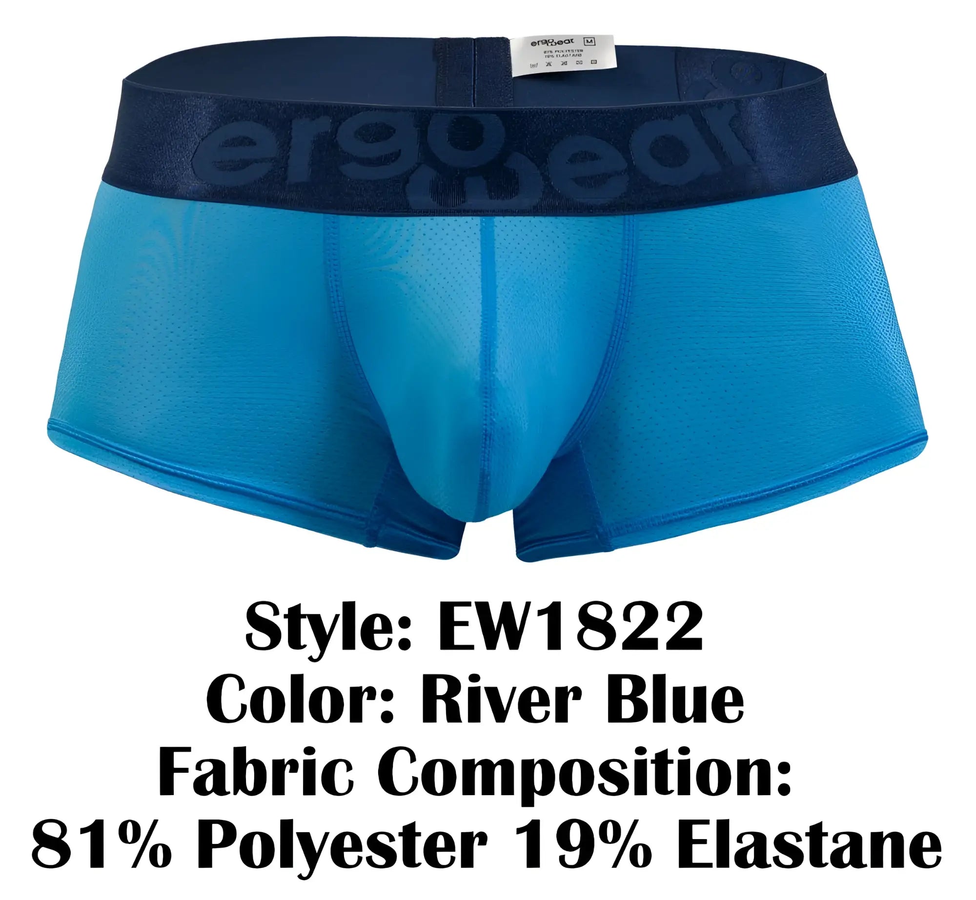 River blue men’s briefs in breathable mesh fabric with ergowear elastic waistband for comfort and support