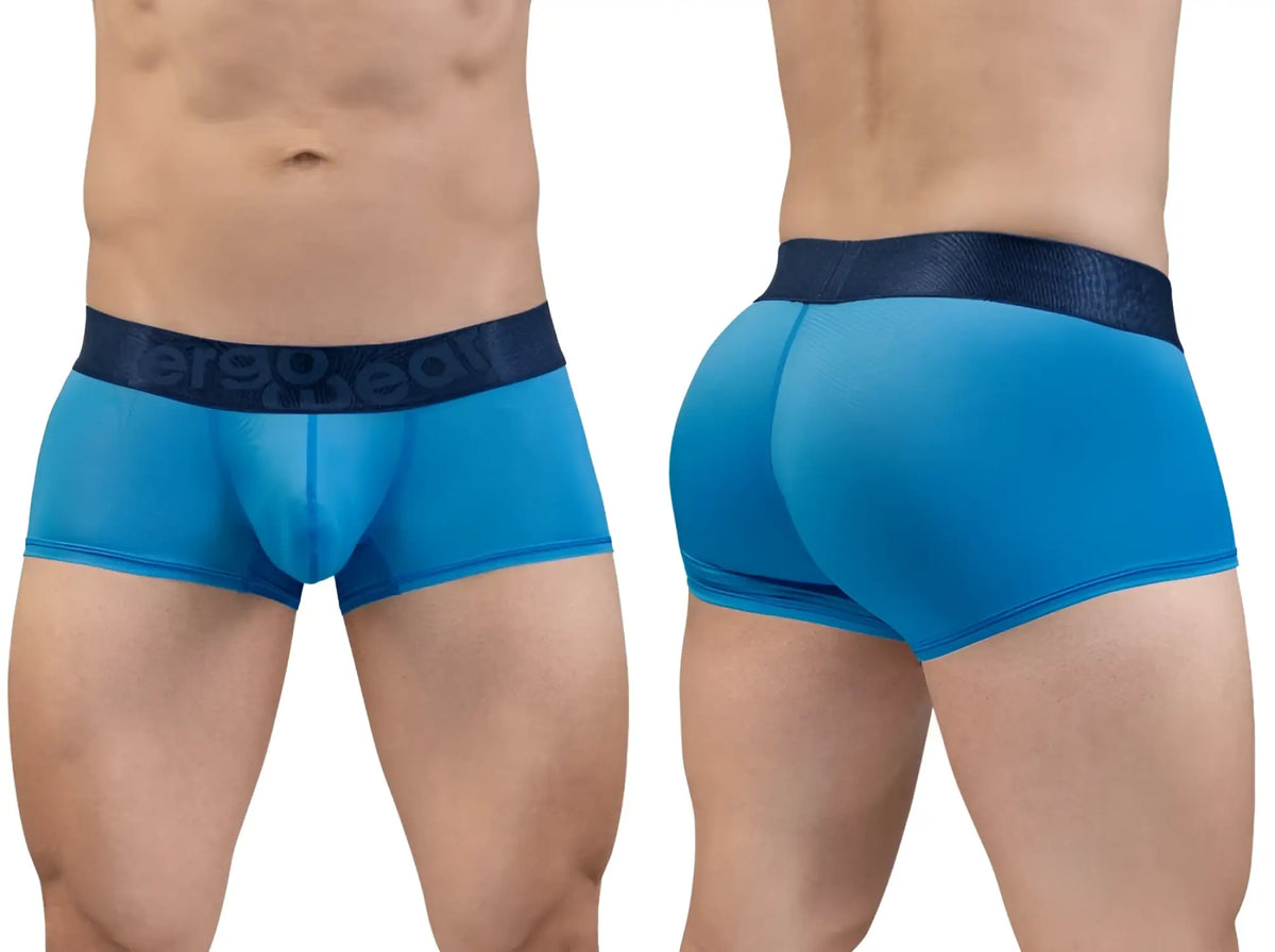 Blue mesh briefs with dark blue ergodeal elastic waistband in river blue from ergowear ew1822 max bold se trunks collection