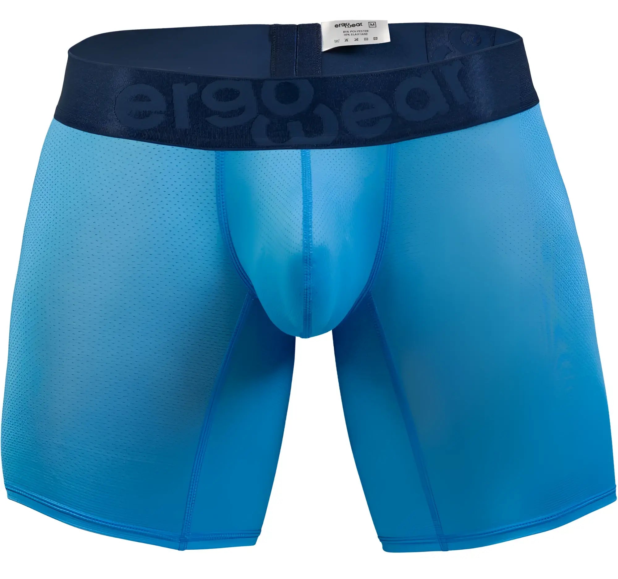 Blue mesh boxer briefs with dark blue ergowear waistband in river blue color for comfortable support and breathability