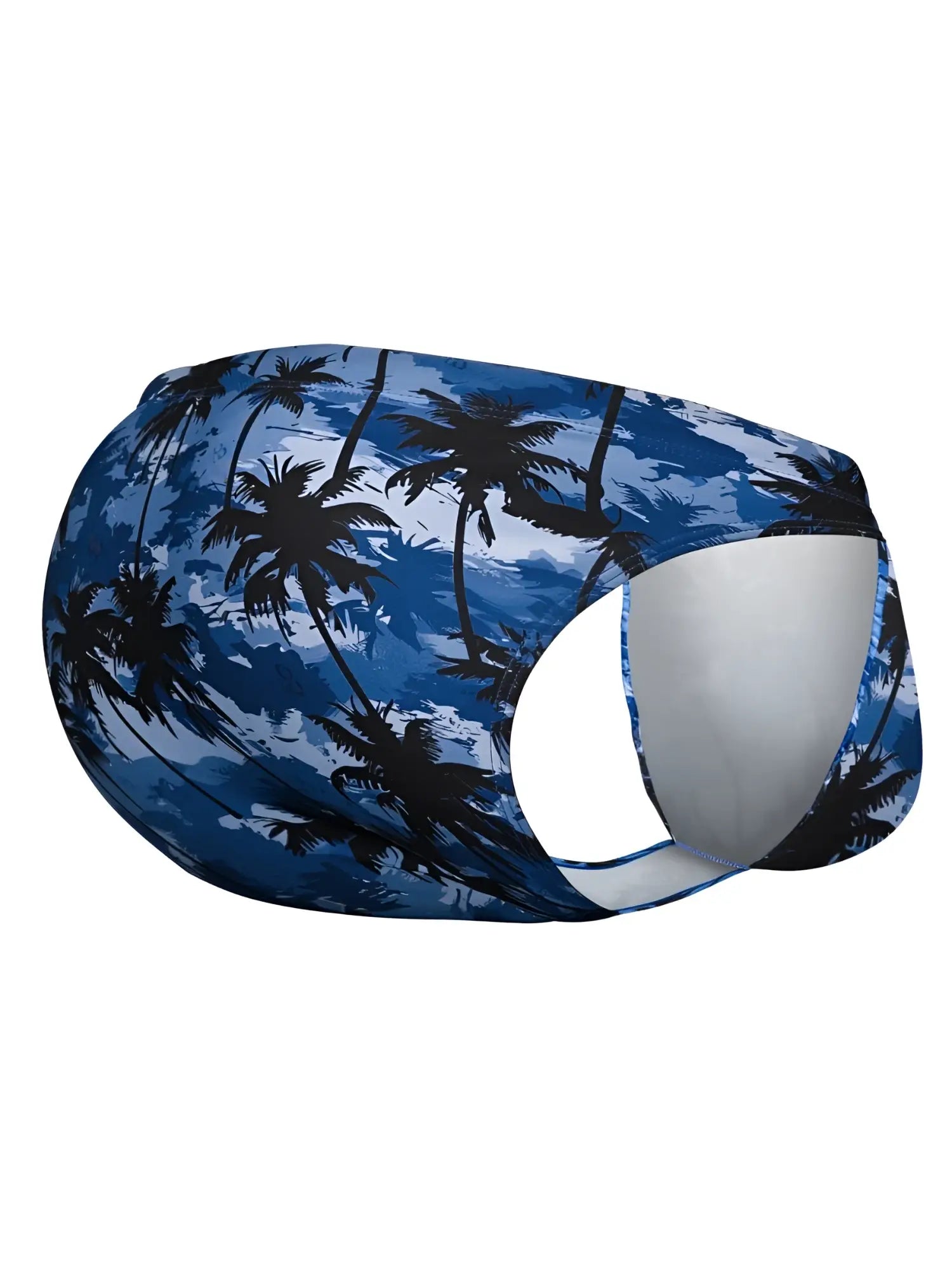 Ergowear ew1824 feel sw dark blue palms swim bikini with blue and black palm tree pattern swim trunks front view