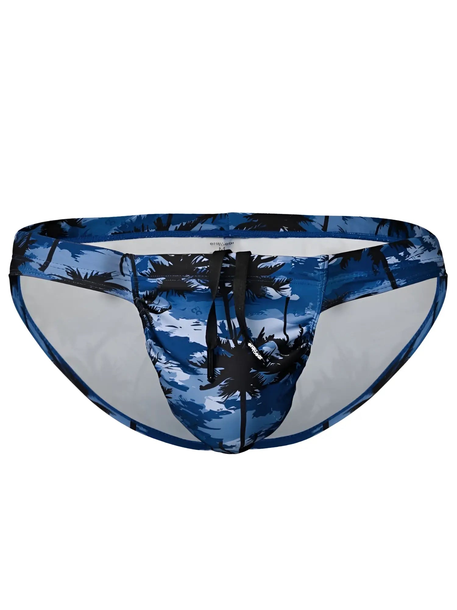 ErgoWear EW1824 feel sw dark blue palm swim bikini with blue palm pattern white interior and black drawstring