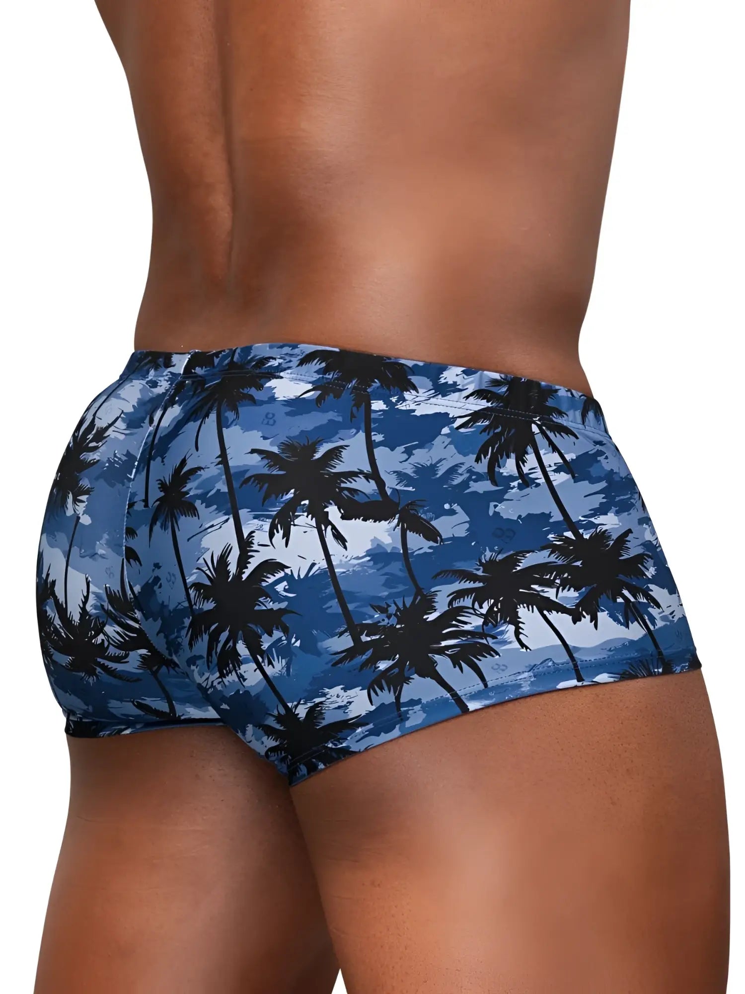 Ergowear ew1825 feel sw dark blue palms swim trunks with blue and black palm tree pattern for swimming