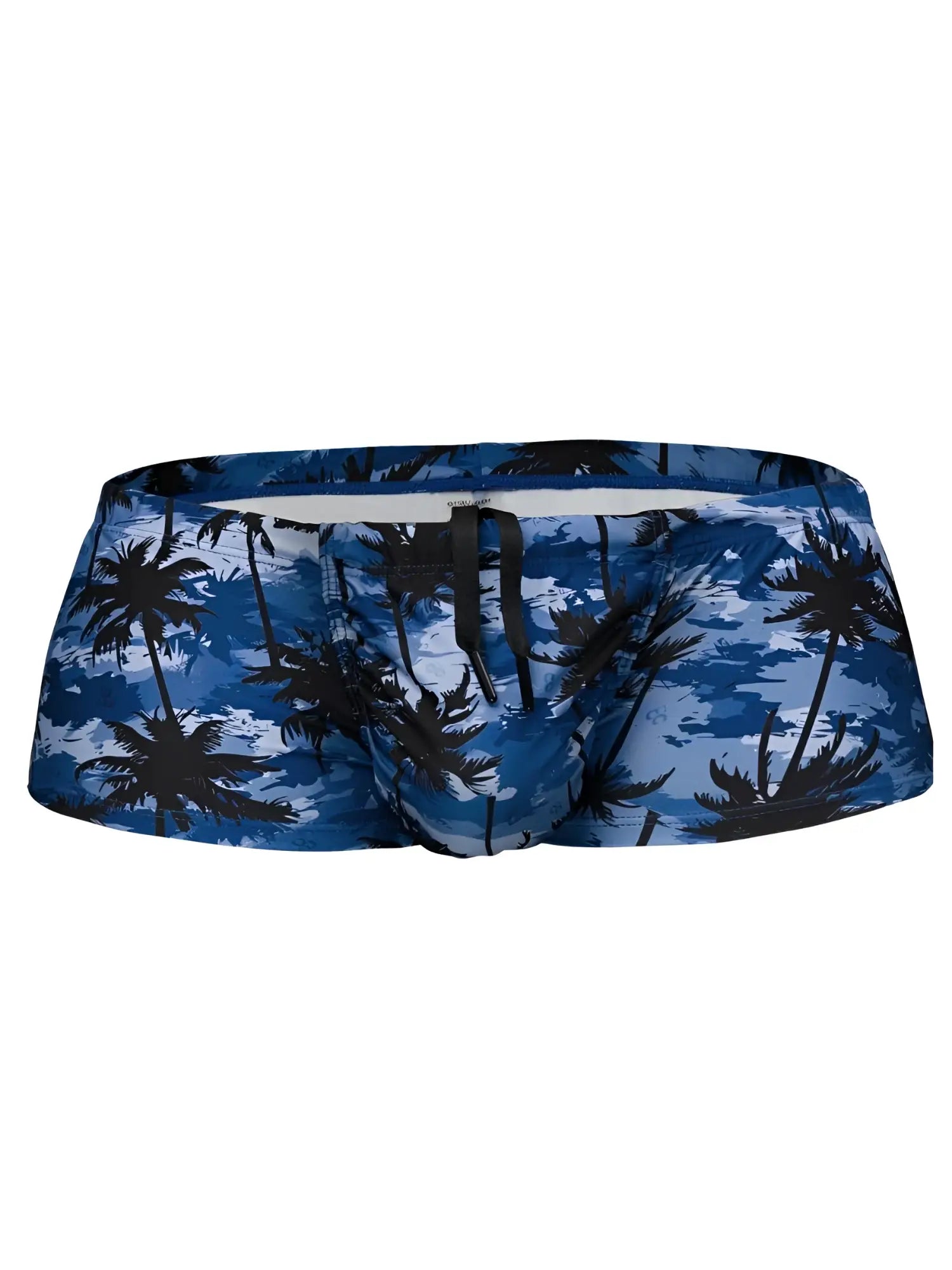 Ergowear ew1825 feel sw swim trunks in dark blue with black palm tree pattern and drawstring waistband