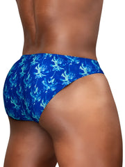Blue floral-patterned swim bikini by ergowear with vibrant tie-dye effect in royal blue palms color