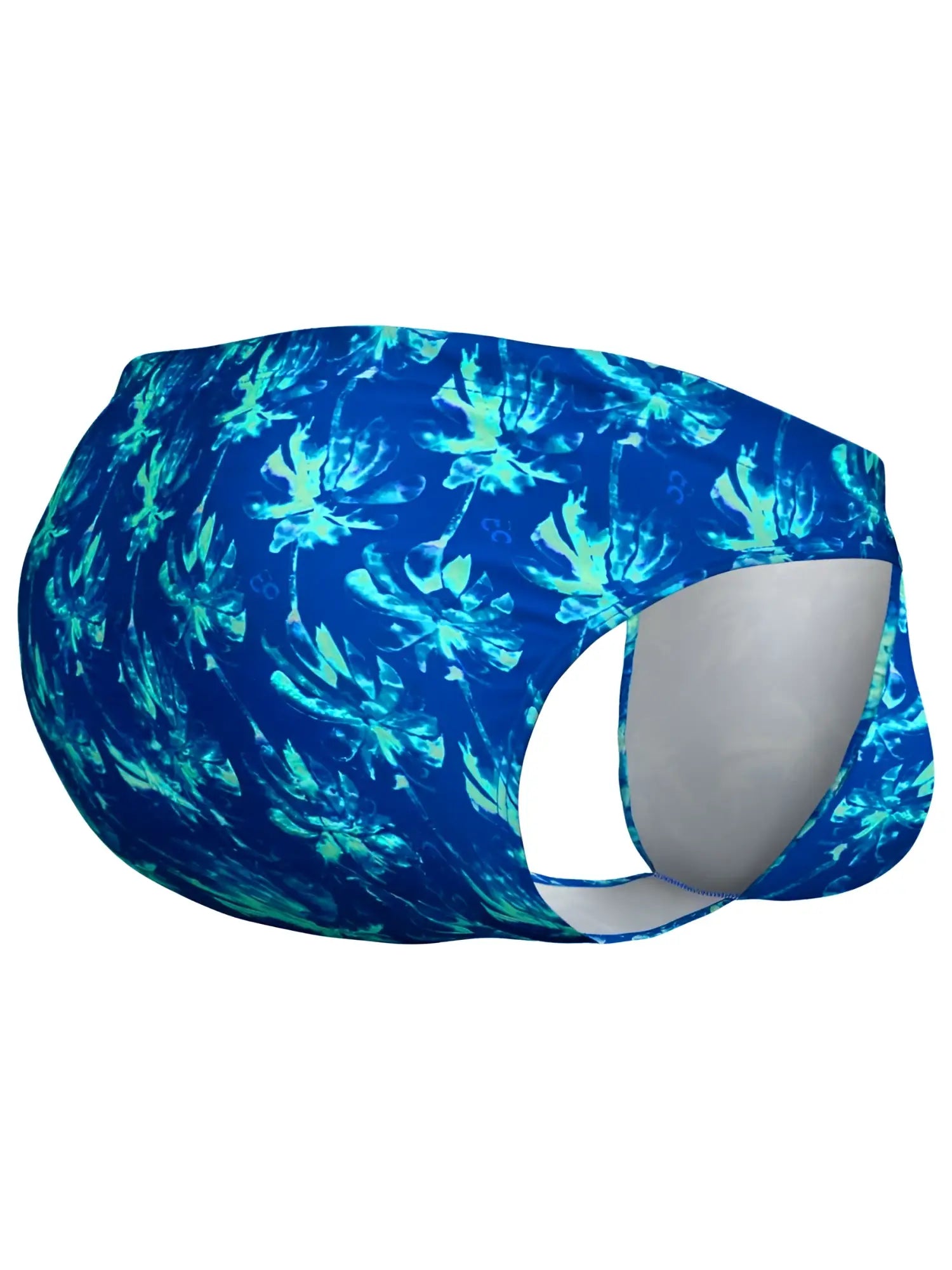 Ergowear ew1826 feel sw swim bikini in royal blue-palms with blue and teal floral-patterned swim trunks and cut-out design