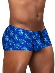 Ergowear ew1827 feel sw royal blue palm patterned swim trunks with black drawstring for tropical beachwear