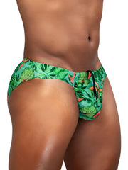Ergowear ew1828 feel sw swim bikini in aqua-leaves with vibrant green tropical leaf pattern and orange pink accents