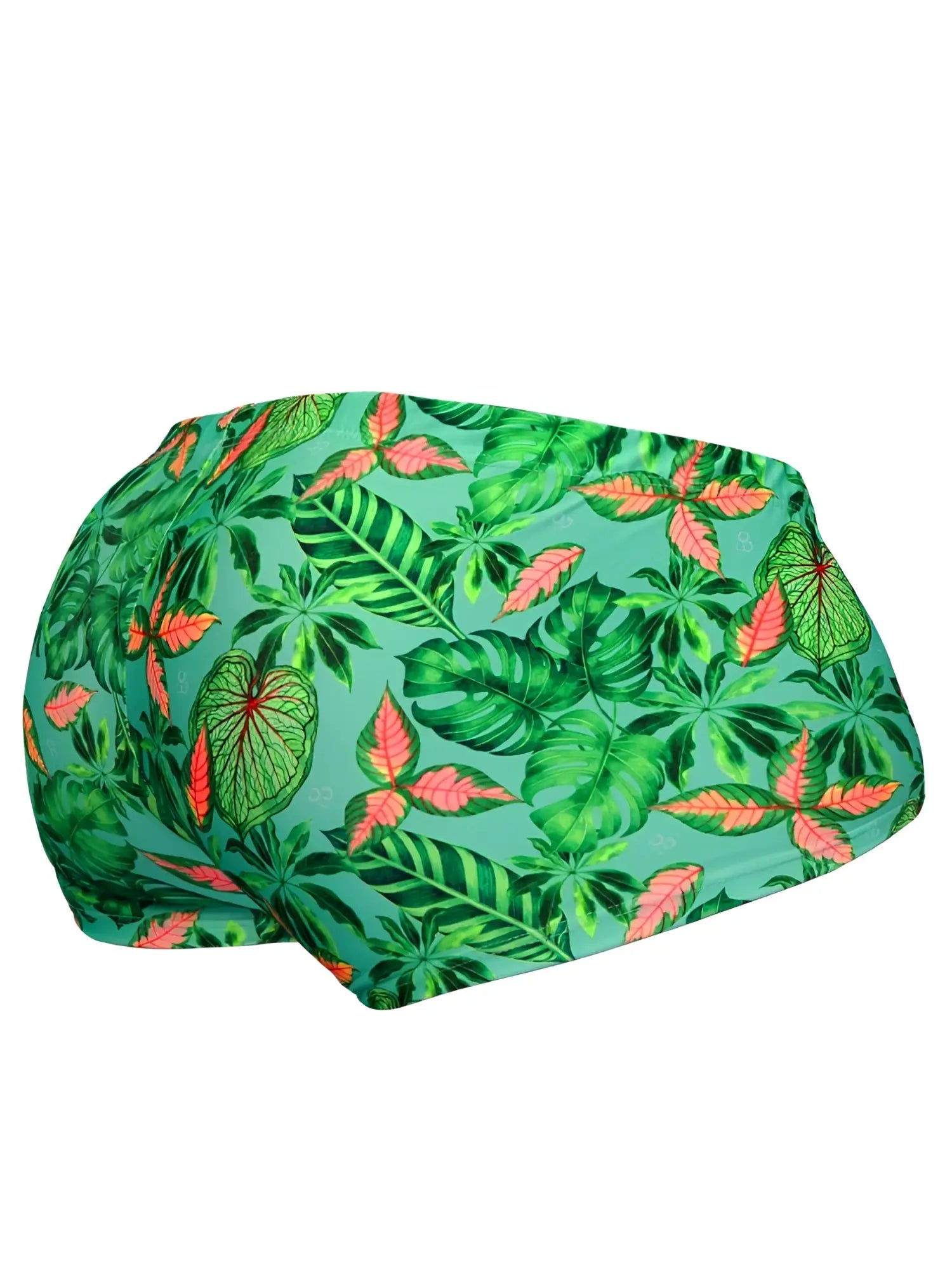 Aqua-leaves ergoWear ew1829 FEEL SW swim trunks with vibrant green and pink tropical leaf pattern designed for swimming