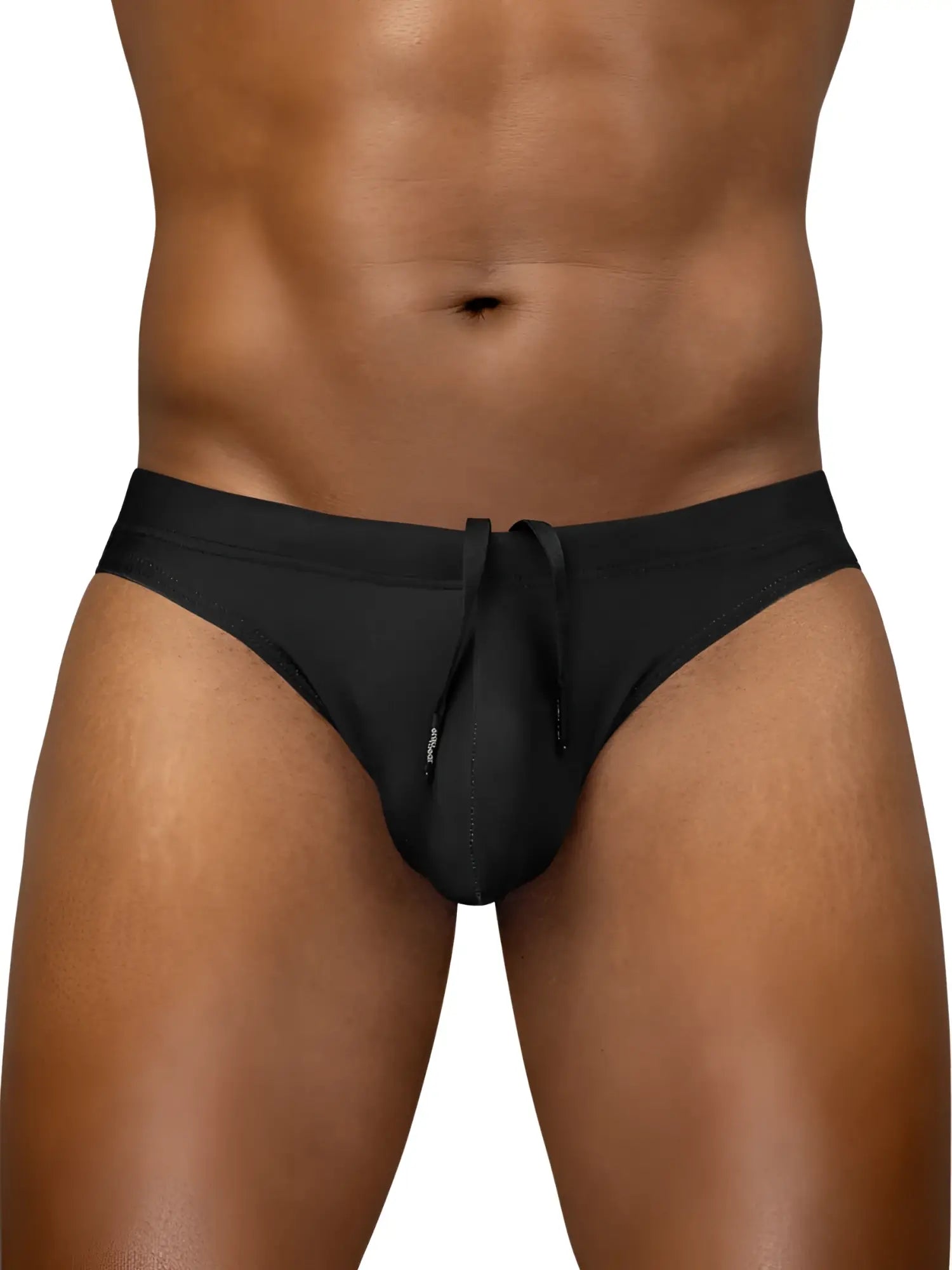 Black ErgoWear EW1830 X4D SW swim thongs with drawstring waistband and contoured design for comfortable swimwear