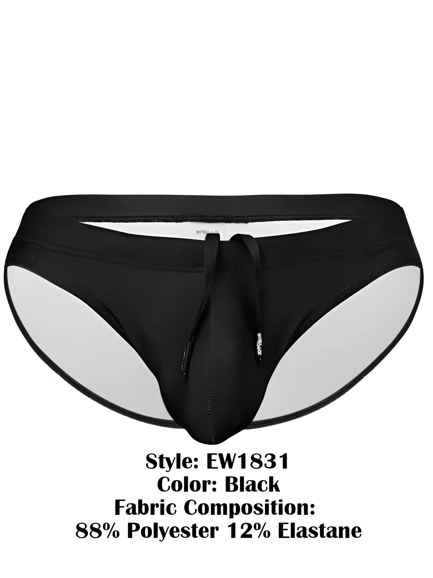 Black ergoWear ew1831 x4d swim bikini trunks with sleek form-fitting design and contrasting white inner lining