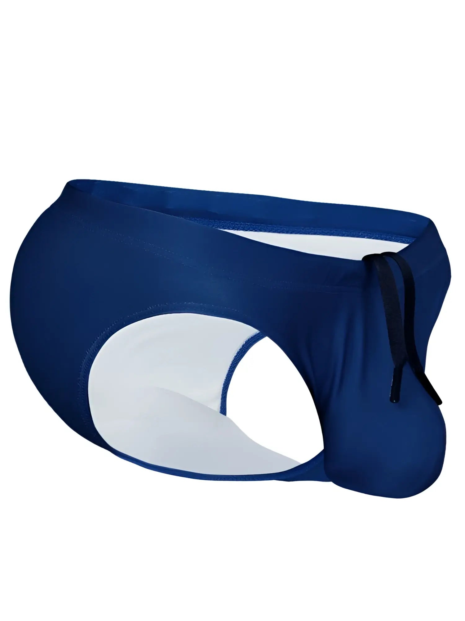Navy blue ErgoWear EW1833 X4D SW swim bikini with white cutout panels and black drawstring for swimming