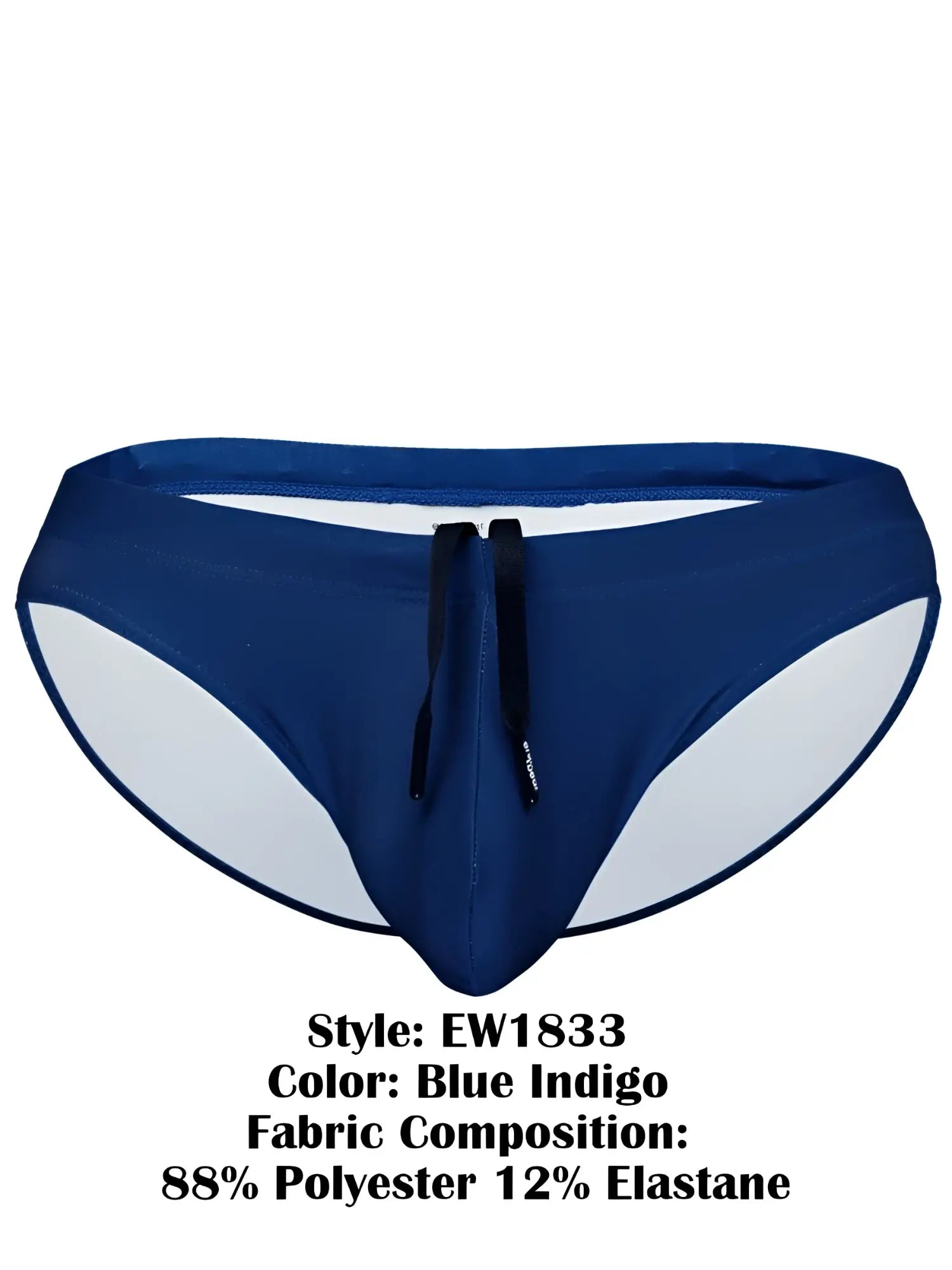 ErgoWear ew1833 x4d sw blue indigo swim bikini with white side panels and black drawstrings for swimming