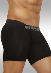 Black ergowear feel modal long boxer briefs with gray logo on waistband size m for comfortable everyday wear