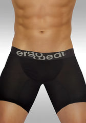 Black ergowear feel modal long boxer brief underwear with gray waistband and ergowear logo size m