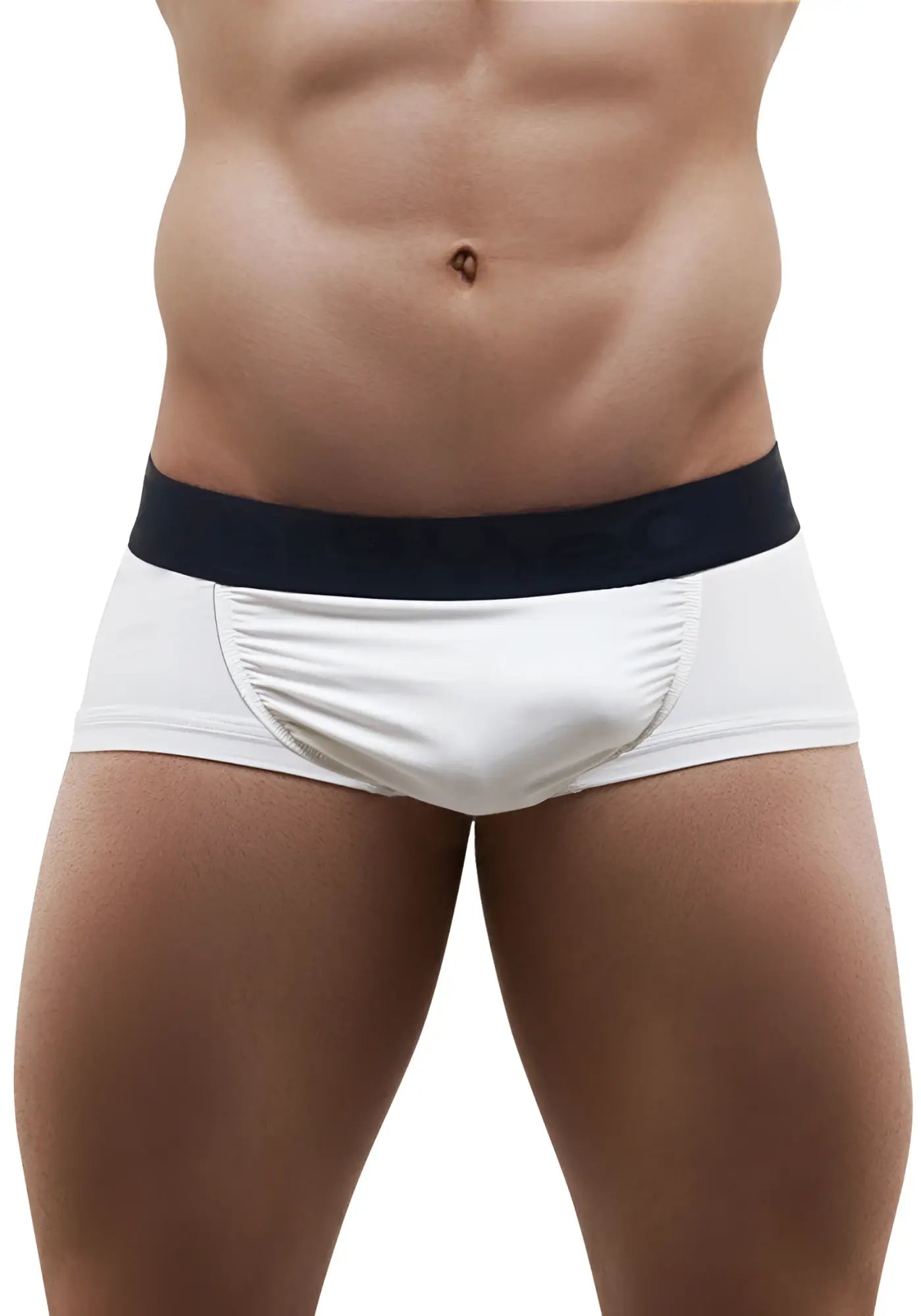 White ergowear feel xv boxer brief underwear with navy blue waistband in size small designed for comfort and support