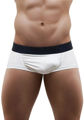 White ergowear feel xv boxer brief underwear with navy blue waistband in size small designed for comfort and support