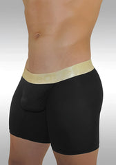 Ergowear feel xv midcut long black boxer briefs with shiny gold elastic waistband size s designed for comfort