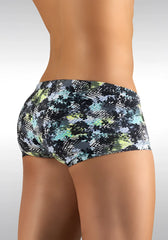 Ergowear feel zigzag mini square cut trunk swimwear in black green gray geometric pattern size medium