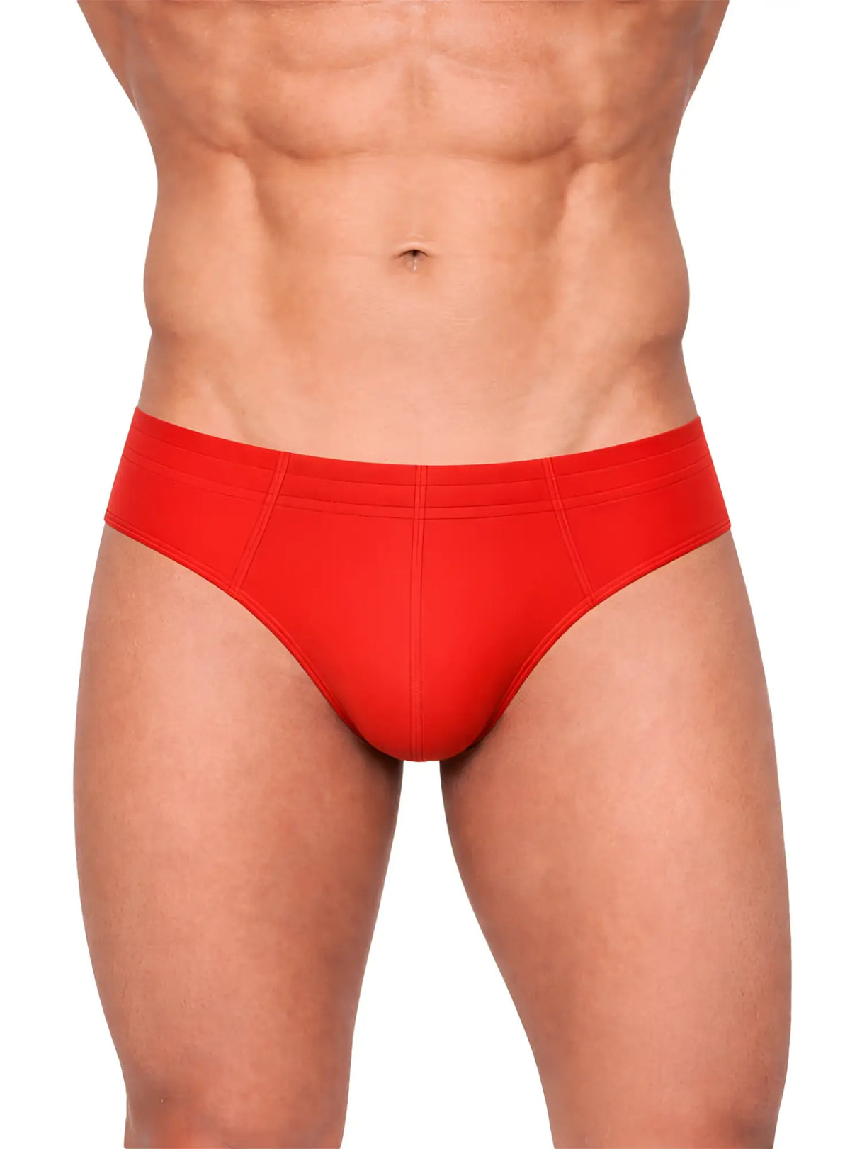 Red essential cotton brief with smooth form-fitting design for comfortable everyday wear
