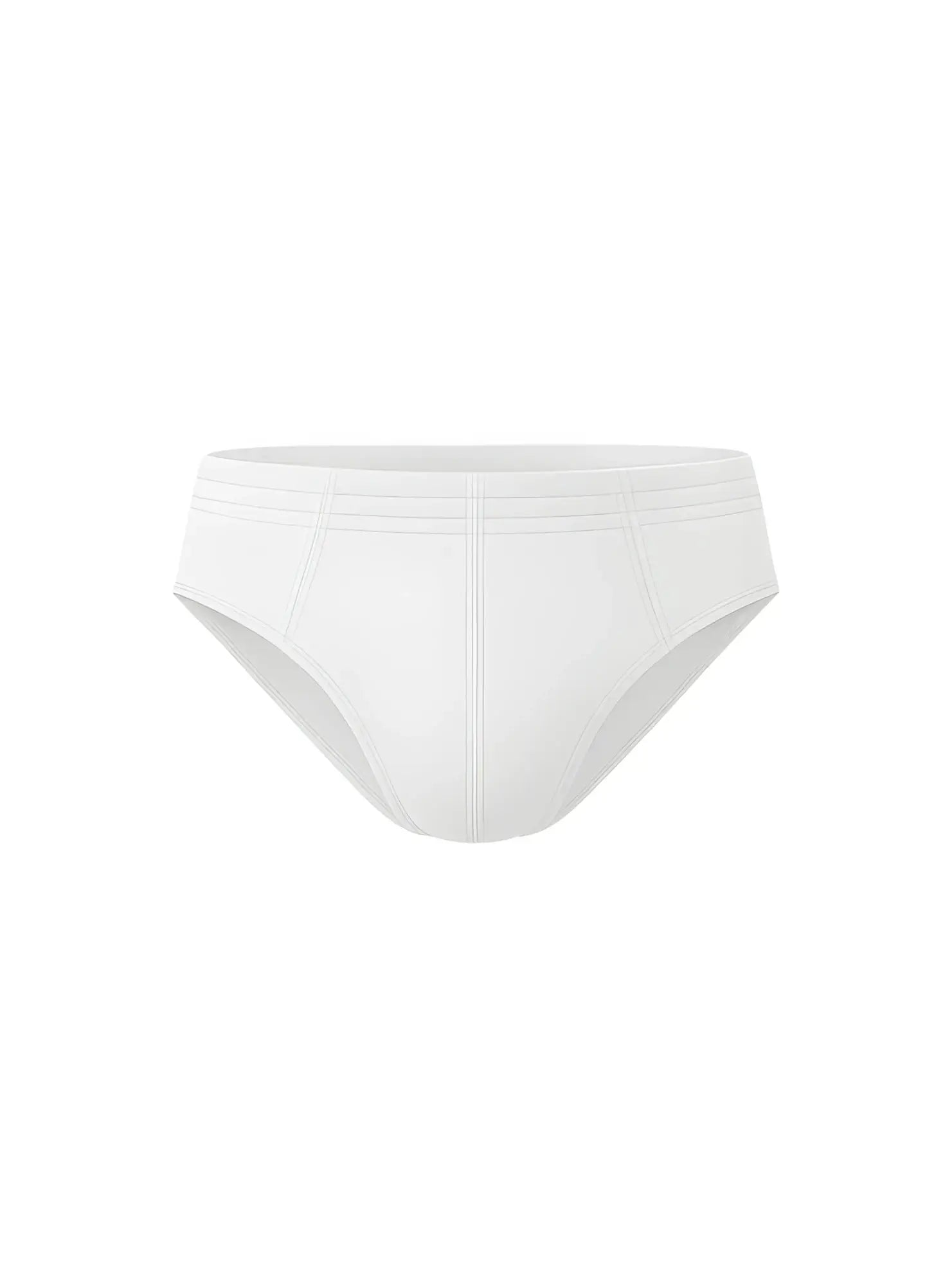 White essential cotton briefs with smooth seamless design and subtle stitching details