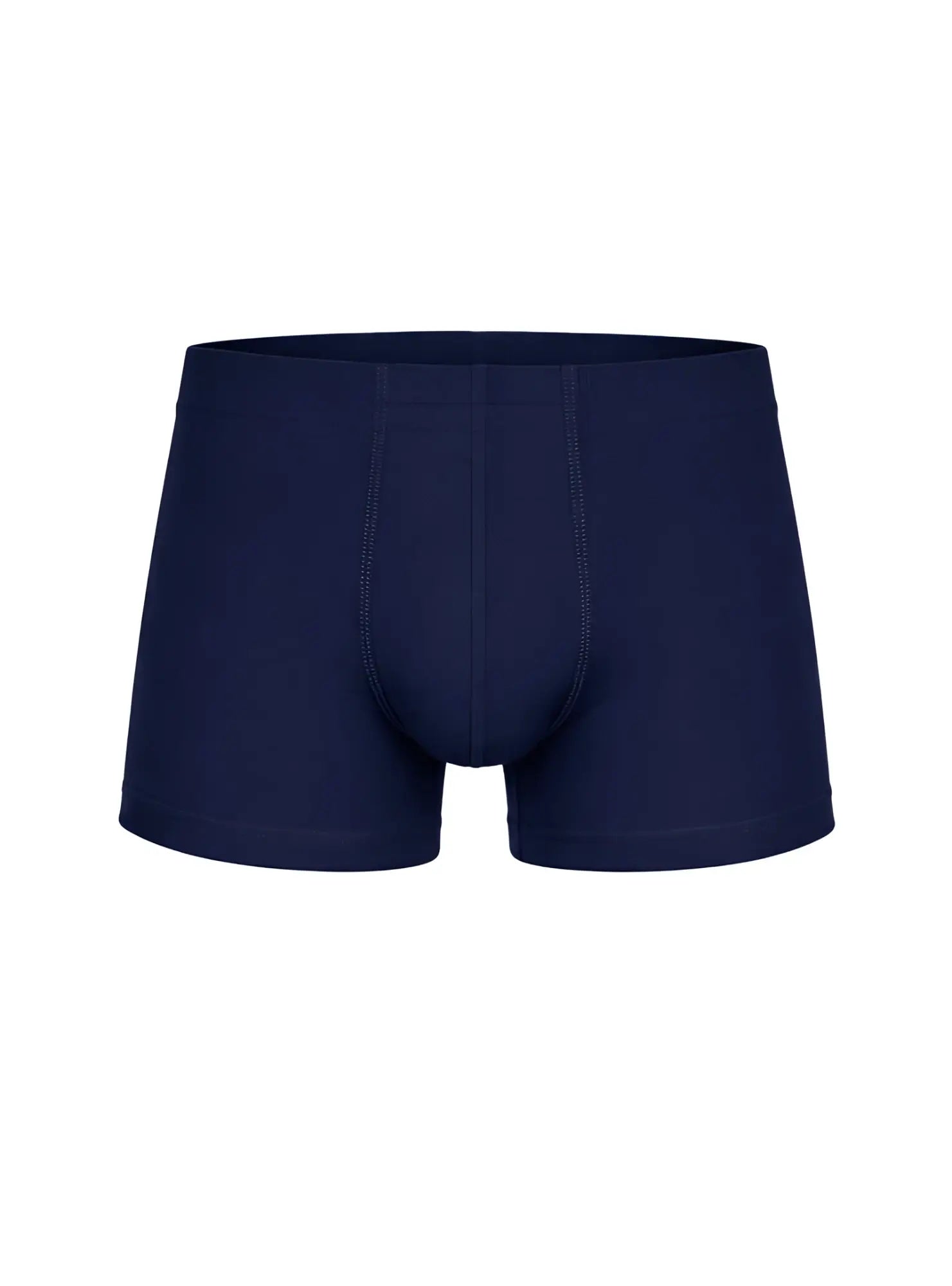 Navy blue essential trunk cotton briefs with smooth seamless design and reinforced stitching front view
