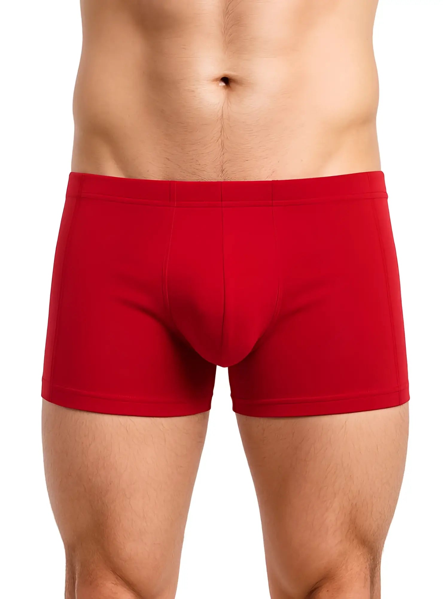 Red essential trunk men’s boxer briefs with smooth form-fitting design for comfortable all-day wear
