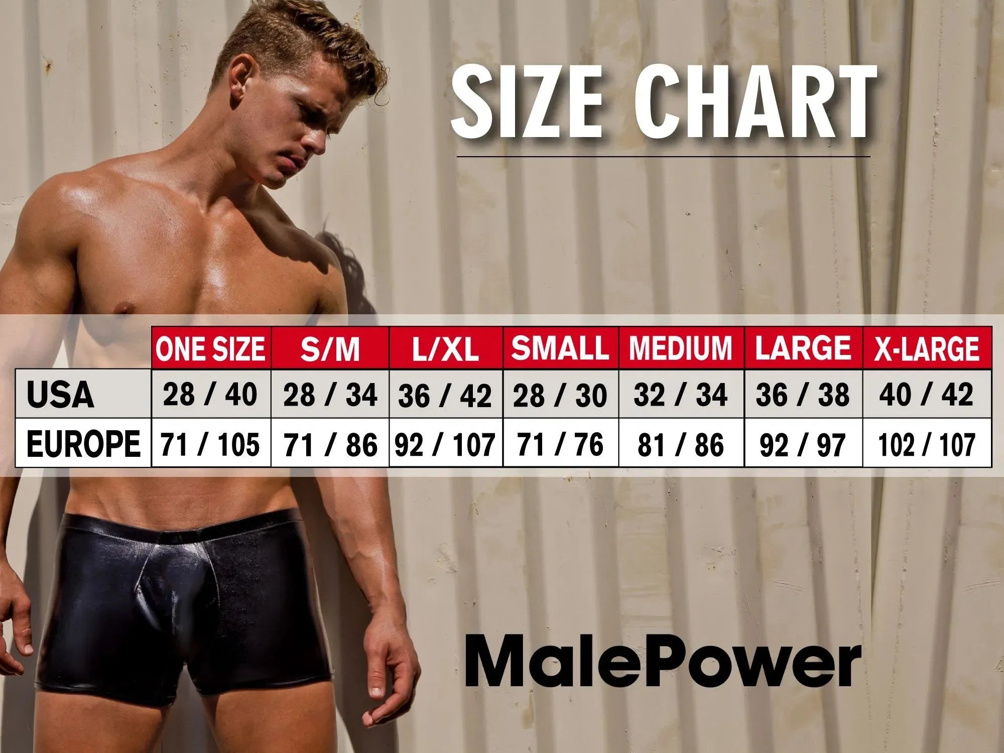 Black shiny briefs for men made of solid pouch material in red from male power sassy lace bikini collection